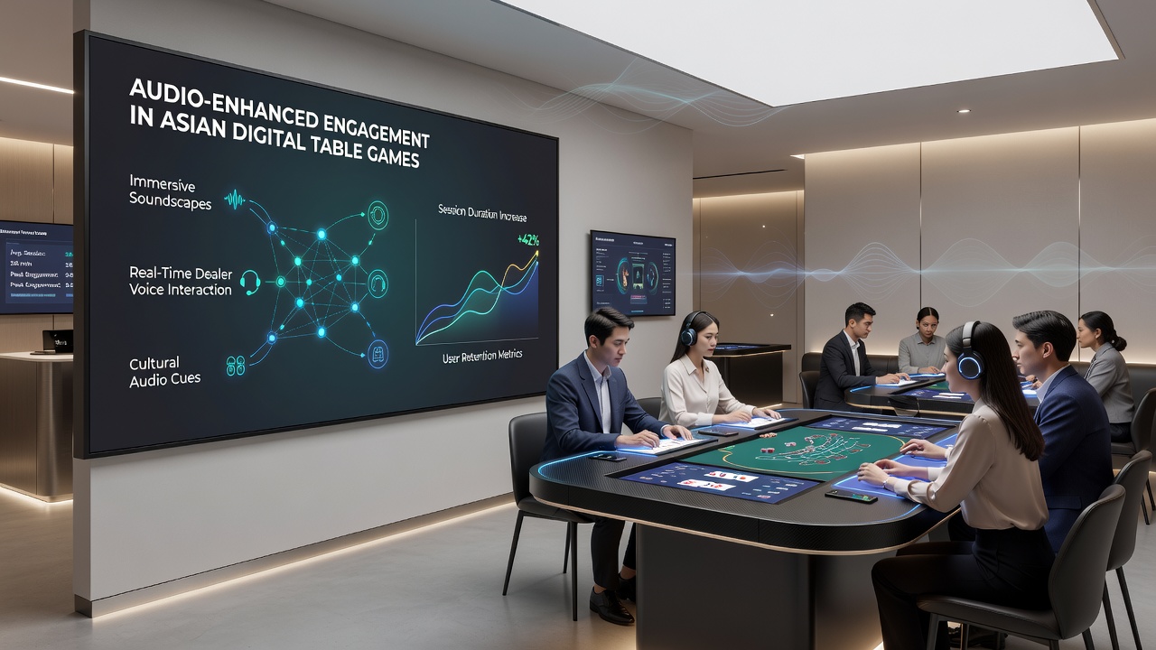 Player engagement metrics and audio customization panels in Asian digital table game interfaces